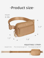 WESTBRONCO Fanny Packs for Women Men, Belt Bag with 4 Zipper Pockets, Fashion Waist Packs, Lightweight Crossbody Bags with Adjustable Strap for Workout/Running/Hiking (Brown)