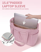 Wandering Nature Puffer Tote Bag with Cup Holder & Laptop Compartment & Trolley Sleeve for Travel, Work, Nurse, Women