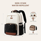 LOVEVOOK Laptop Backpack for Women with Pouch Pocket for Large Capacity Cup,15.6 Inch Teacher Nurse College Work Travel Backpack Purse,Waterproof Laptop Computer Bags,Beige-Black-Brown+Diamond-shaped