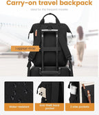 LOVEVOOK 17 Inch Laptop Backpack for Women Work Travel Backpacks Purse, Nurse Bag Teacher Business Laptop Computer Bag, Fashion College Backpack Casual Daypack, Black-Beige-Brown