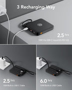 VRURC Portable Charger with Built-in Cable, 10000mAh 22.5W Fast Charging USB C Battery Pack, Cell Phone Power Bank for iPhone 17 16 15 Series Android Tablet (Black)