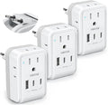 3 Pack European Travel Plug Adapter, VINTAR Foldable International Power Adapter with 4 AC Outlets 3 USB Ports(2 USB C), Type C Adaptor Charger for US to Most of Europe EU Italy Spain France Iceland