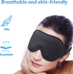 Sleep Eye Mask for Men Women, Sleeping Mask for Side Sleeper, Travel Blackout Night Blindfold Eye Shade Cover with Adjustable Strap (Black)