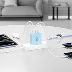 USB C Charger Block, 60W 5-Port Type C Charger Fast Charging Block, USBC USB Multiple Port Wall Charger Plug Adapter for iPhone 17/Air/16/15/14/13/12/11 Pro Max, Samsung Galaxy, iPad, Tablet (Blue)
