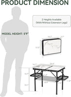 Titanker Small Camping Table Foldable 2ft, Folding Picnic Table with Side Racks & Net, Folding Camp Table Portable Beach Table, Car Camping Essentials, Sturdy Light Aluminum, Gift for Father Husband
