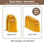 LFH Cotton Rich Shoe Storage Bags with Drawstring, Dustproof Breathable Reusable Organizer, Perfect For Travel, Dorm, Hotel, College, Gym, Easy to Carry, Machine Washable 8"x17" (Pack of 4) - Golden