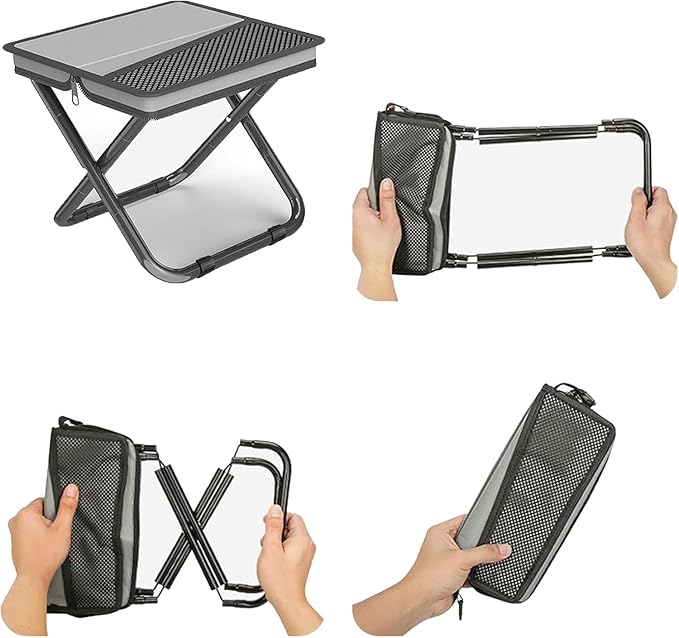 2-in-1 Collapsible Camping Stool & Sling Bag / 220LB Load Capacity Folding Portable Fishing Stool/Collapsible Stool for Camping, Hiking, Fishing, Gardening & Beach Outdoor Activities