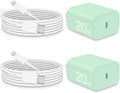 CXX Charger for iPhone 20W Fast Charging [MFi Certified, 2-Pack] USB-C PD Block & 6FT Cable Compatible with iPhone 14/13/12/11/Pro/Plus/Max/Mini/SE, iPad & More [Green]