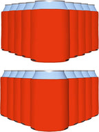 PartyPrints 25 Pack Tangerine Blank Can Cooler Sleeves, Customizable Bulk Insulated Foam for Beer, Collapsible Plain Drink Holder, Cold Soda Insulator, 12oz Regular, 16oz Tall Cans