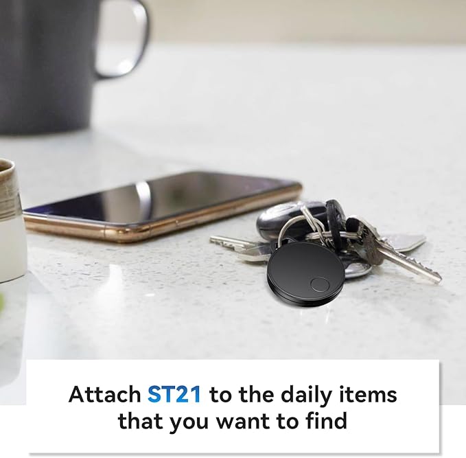 Keys Finder, Bluetooth Tracker and Item Locator for Keys, Bags, and More; Phone Finder, Android and iOS Compatible, Water Resistance, Replaceable Battery