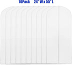 Simple Houseware 55-Inch Clear Garment Bags with Zipper for Suits, Dresses, Costumes, Uniforms - 10 Pack
