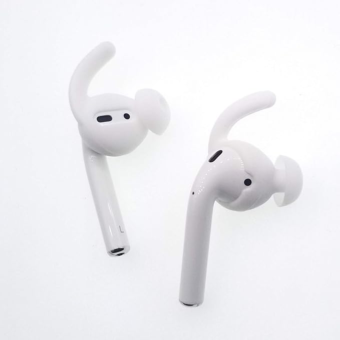 Anti-Slip Earhooks Soft Silicone Skin Compatible with Apple Airpods 2 & 1 Lightweight Sound Quality Enhancement for Headphones Outdoor Activities in-Ear EarHook 2 Pairs White