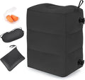 Inflatable Travel Foot Rest Pillow, Adjustable 3 Layers Height Leg Rest Pillow, Kids Airplane Bed, Adults Travel Essentials on Plane, Trains, Cars, Office, Home (Black, 1 PC)
