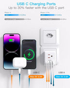 2 Pack Switzerland Travel Plug Adapter, Type J Power Adaptor with 3 Outlets 4 USB Charging Ports(2 USB C), Swiss Outlet Adapter Travel Plug for US to Switzerland, Liechtenstein, Rwanda
