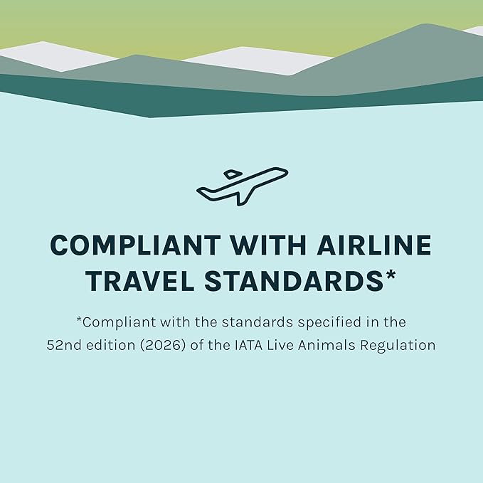 SportPet Airline Compliant XXX-LARGE 48" Travel Dog Kennel-Durable Plastic Airline Pet Carrier w/Removable Wheels & Food Bowls, Collapsible Indoor/Outdoor Dog Kennel, Dogs up to 44"L & 33"H-Cream/Gray