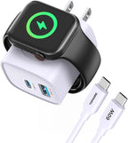 TOPADRE Charger for Apple Watch, USB C Charger Block, 3-in-1 20W Fast Charging, Portable Plug Travel Essential Charge for iWatch Ultra/SE/11/10/ 9/8/ 7/6, iPhone 16/16 Pro/ 15 Series, Purple