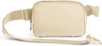 ODODOS Unisex Mini Belt Bag with Adjustable Strap Small Fanny Pack for Workout Running Traveling Hiking, Ivory