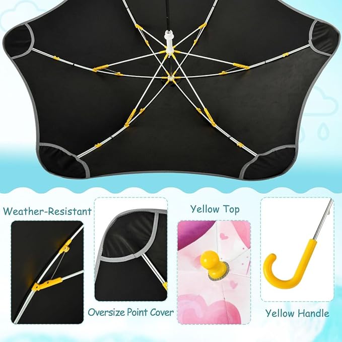 ALAZA Kids Umbrella Stick Umbrellas Cute Umbrella for Boys Girls Toddler UV/Sun Rain Windproof