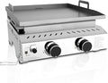 R.W.FLAME Portable Propane Griddle,Stainless Steel Gas Grill,Table Top Grill for Outdoor BBQ,Camping and RVs,Silver (2 Burner)