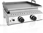 R.W.FLAME Portable Propane Griddle,Stainless Steel Gas Grill,Table Top Grill for Outdoor BBQ,Camping and RVs,Silver (2 Burner)