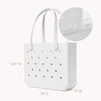 BOGG BAG Medium Tote – 15” x 12.5” x 5” – Durable, Washable, Tip-proof – Beach, Pool, Boat, Work, Sports (For Shore White)