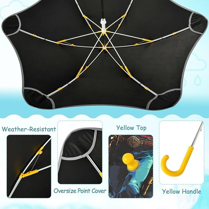ALAZA Kids Umbrella Stick Umbrellas Cute Umbrella for Boys Girls Toddler UV/Sun Rain Windproof