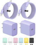 10FT iPhone 17 16 15 Charger Fast Charging USB C Charger Block Type C Chagrer Fast Charging 2-Pack for iPhone 17/17 Plus/17 Pro/17 Pro Max/iPhone 16/16 Plus/16 Pro/16 Pro Max/15/15 Pro Max(Purple)