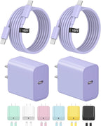 10FT iPhone 17 16 15 Charger Fast Charging USB C Charger Block Type C Chagrer Fast Charging 2-Pack for iPhone 17/17 Plus/17 Pro/17 Pro Max/iPhone 16/16 Plus/16 Pro/16 Pro Max/15/15 Pro Max(Purple)