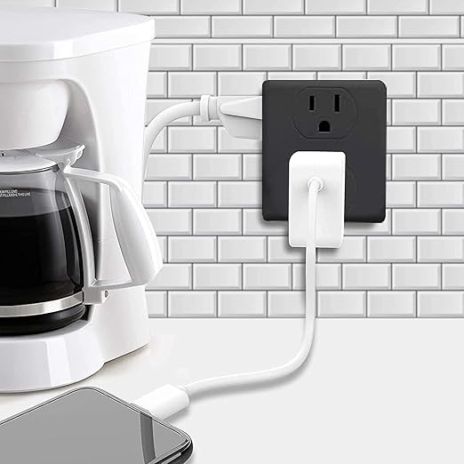 Outlet Extender, HICITY Multi Plug Outlet with 6 Electrical Outlets Adapter, 3-Prong Wall Outlet Tap for Cruise Ship Home Office Dorm, Black (4 Pack)