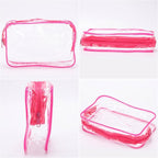 Tbestmax 10 Pcs Clear Cosmetic Bags Small Makeup Bags Portable Waterproof Travel Toiletry Bags Organizer Rose Red, 7.5"x 4.8"x 2.3"