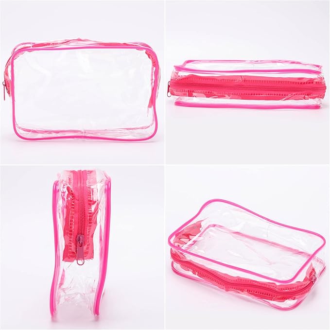 Tbestmax 10 Pcs Clear Cosmetic Bags Small Makeup Bags Portable Waterproof Travel Toiletry Bags Colorful Organizer, 7.5"x 4.8"x 2.3"