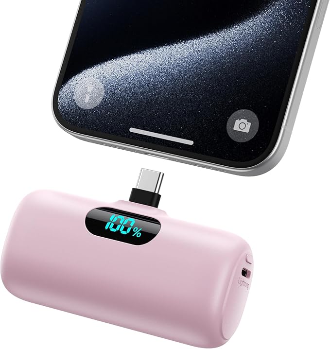 Mini Portable Charger USB C Power Bank,Upgraded 5000mAh PD Fast Charging Battery Pack Built-in USB-C Connector Travel Essential for iPhone17/17Pro/17Pro Max/Air/16 Plus/16Pro Max/15 Series,Android etc