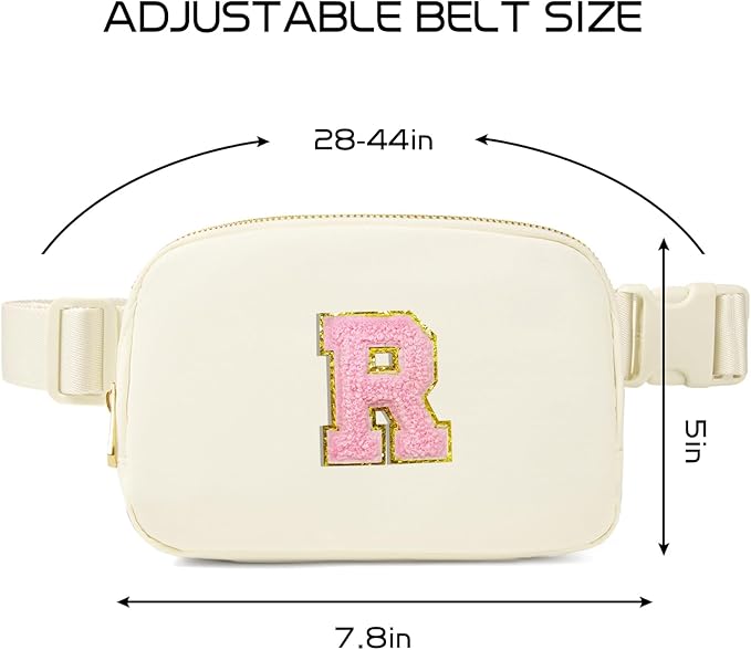 Gitus Personalized Gifts Birthday Gifts for Girls Fanny Pack Cross Body Bags with Initial Letter Preppy Stuff Gifts for Her Girlfriend Wife Sister Friends Mom (Ivory-R)