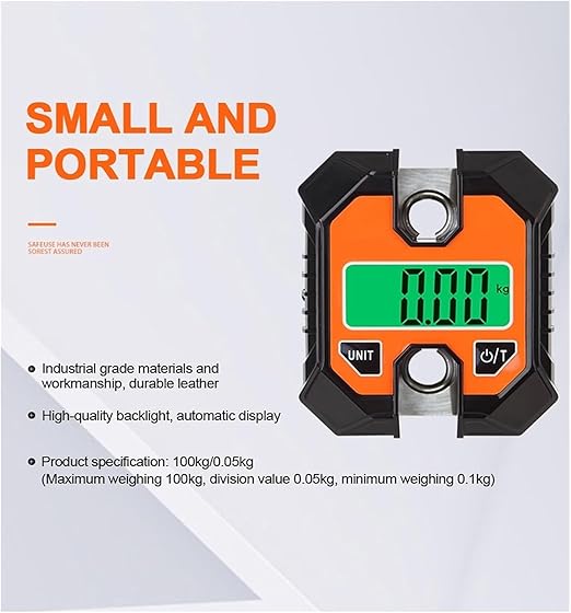 Portable Luggage Scale, Portable Digital Crane Scale Crane Scale 100kg/50g Weighing LCD Digital Industrial Electronic Hanging Scale Heavy Duty Stainless Steel Hook Scales