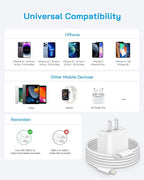 AISNI iPhone Charger Fast Charging 4 Pack 20W PD USB C Charger Block with 6 FT MFi-Certified Type C Fast Charging Cable Compatible for iPhone 14/13/12/11 Pro Max/Xs Max/XR/X,iPad-White