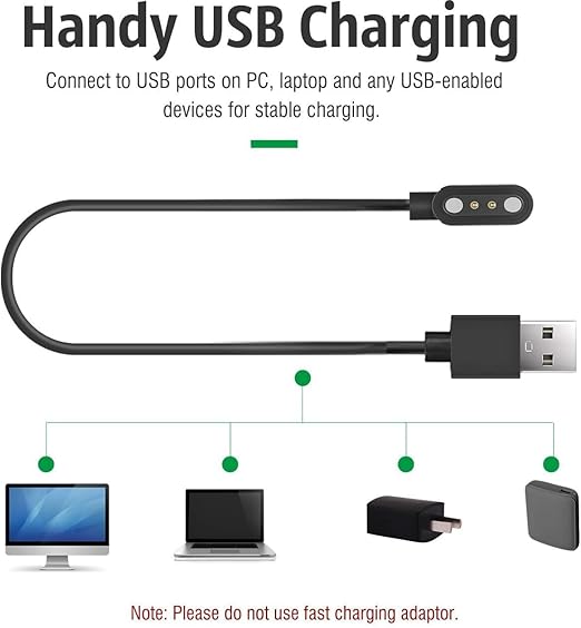E ECSEM Y66 Smartwatch Magnetic Charger Cable, for Coucur Y66/Fempoin Y66/Jugeman Y66/Zakotu Y66/Motast Y66 Smart Watch, 3.3FT Replacement High Speed USB Charging Cable Cord, Black