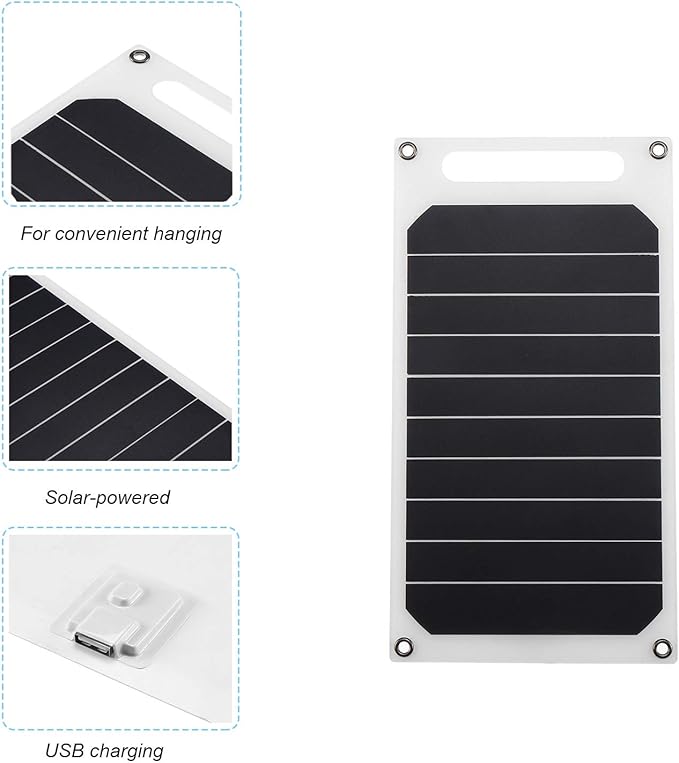 Lixada 10W 5V Solar Panel Charger USB Port Portable High Power Paper Shaped Monocrystalline Silicon for Cell Phone Camping