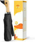 Compact Small Umbrellas for Rain&Sun, Cute Design Duck Head Umbrella for Girls Gifts, 8 Ribs Folding Umbrella with Wooden Handle