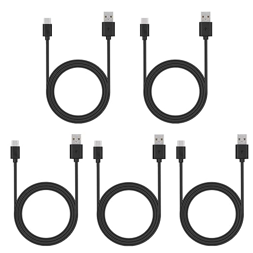 Smays USB to USB C Cable 3ft 5-Pack, Type C Phone Charger Cord Bulk, Black