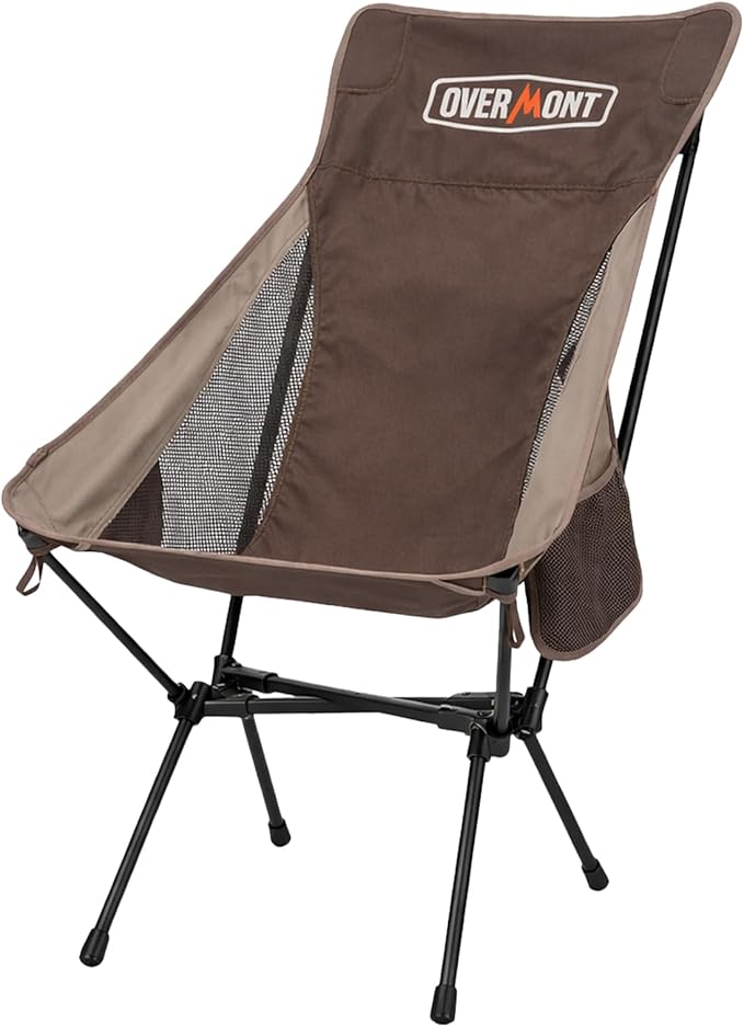 Overmont Portable High-Back Camping Chair - 440LBS Support Oversized Lightweight Folding Backpacking Chair for Adults - Compact with Detachable Pillow for Outdoor Travel Hiking Beach Fishing