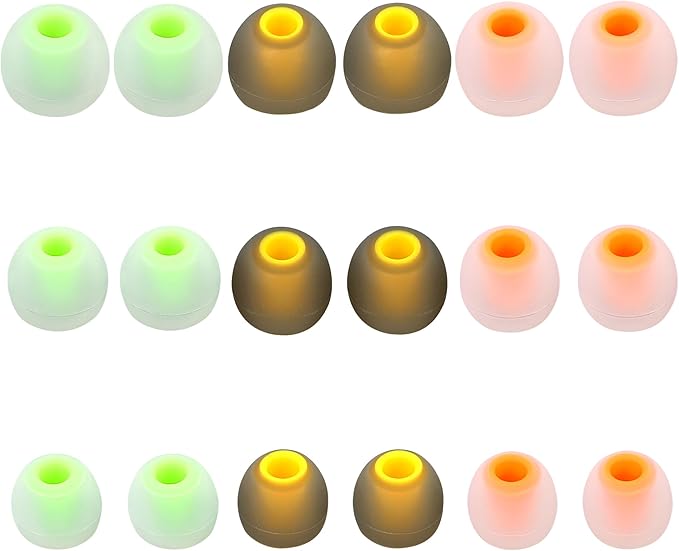 Silicone Earbud Tips - S M L, Fit Most In-Ear Earbuds (Inner Hole 3.8mm - 5.1mm), 9 Pairs
