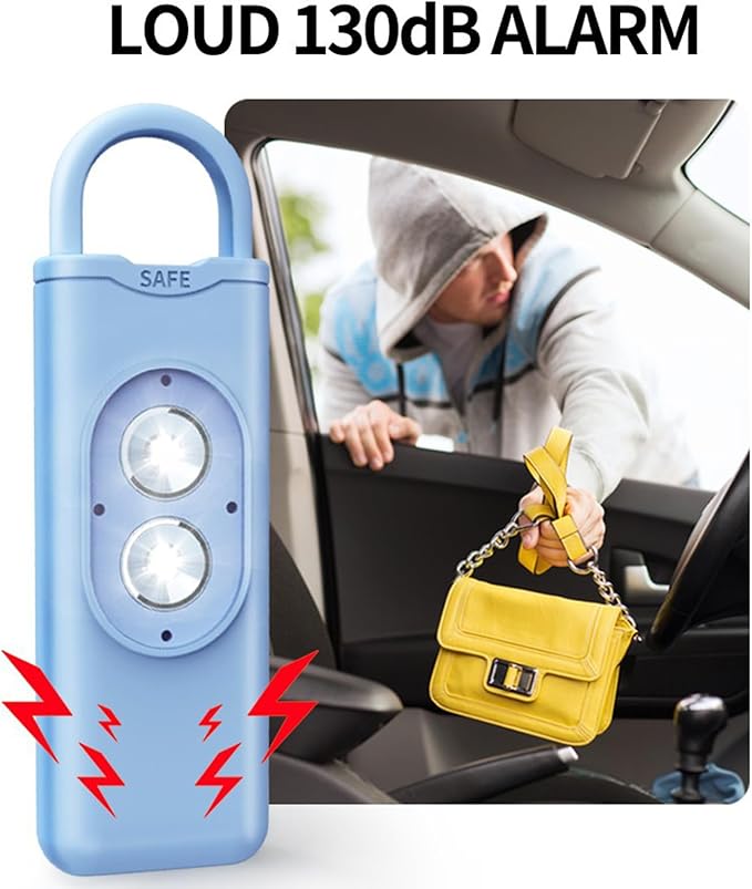 Halo-Siren Keychain, HaloSiren Personal Safety Alarm - 130db Loud Alarm Keychain with LED Strobe Light, Compact Emergency Siren (Double Flashing Lights - Green + Copper Ring)