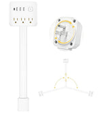 Electrical Outlet Extender, 360° Rotating Wall Outlet with Power Switch, 3 AC Outlets, 3 USB-A & 1 USB-C, Extends 17"-26", Use for Hard-to-Reach Outlets Behind Couches, Nightstands, Desks, Beds
