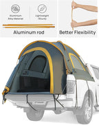 JOYTUTUS Pickup Truck Tent 5ft 2.0, Waterproof PU2000mm Double Layer for 2 Person, Portable Truck Bed Tent with Rainfly - Orange, Aluminum Pole