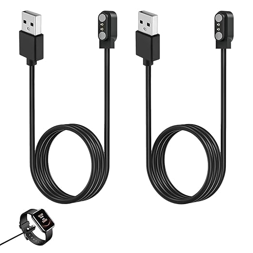 2 Pcs Smart Watch Charger, 2-Pin 2.84 mm Magnetic USB Charging Cable, Replacement Charger Cord Compatible with Letsfit, YAMAY, Willful, UMIDIGI, Fitpolo, Blackview, Dirrelo, Lifebee, Hamile