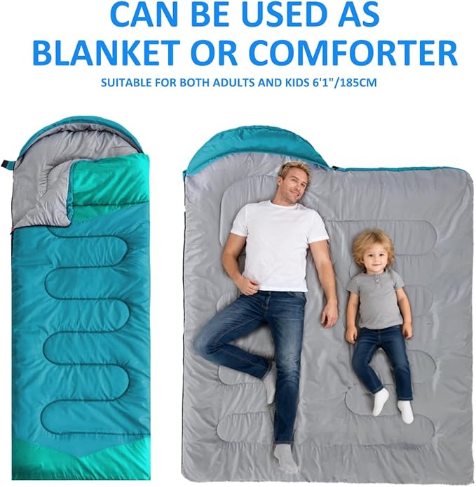 oaskys Camping Sleeping Bag - 3 Season Warm & Cool Weather - Summer Spring Fall Lightweight Waterproof for Adults Kids - Camping Gear Equipment, Traveling, and Outdoors