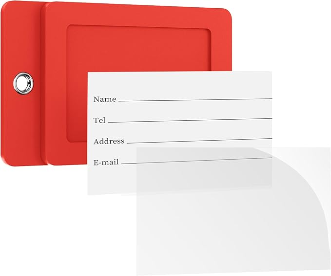 Gostwo 2 Pack Luggage Tags for Suitcases, 26 Initial Letter Travel Luggage Baggage Identification Labels ID Tag Fully Bendable Tags with Stainless Steel Loop (Red) (Letter V)