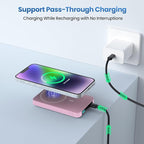 Magnetic Portable Charger 10800mah for Magsafe Battery Pack, Wireless Power Bank with USB C in&out PD Fast Charging,Travel Essential Phone Battery Charger For iPhone 17/16/15/14/13/12 Series-Pink