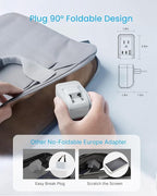 2 Pack European Travel Plug Adapter, VINTAR Foldable International Power Adapter with 4 AC Outlets 3 USB Ports(2 USB C), Type C Adaptor Charger for US to Most of Europe EU Italy Spain France Iceland