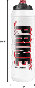 PRIME 32 oz Red & Black Graphic Squeeze Sports Water Bottle, BPA Free, Dishwasher Safe, Easy-Grip Ergonomic Leakproof Design, Fast Hydration for Gym, Cycling, Running